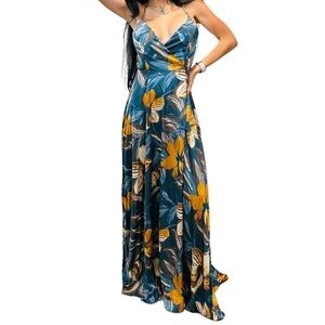 Onetheland Floral Maxi  Wrap Dress
